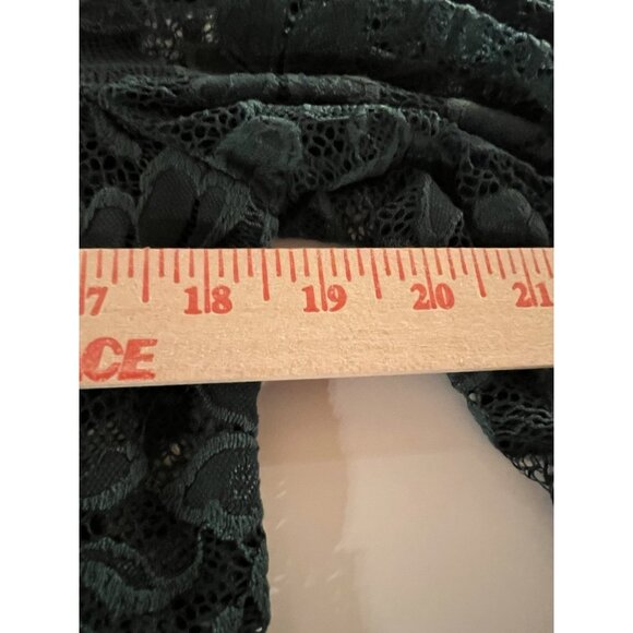 NEW Dolan forest green lace sheer cropped blouse tie Wednesday Adams fairy glam - Picture 8 of 11